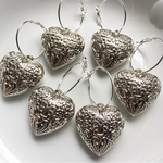 silver big heart vintage フープピアス