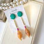 ボタニカルカラー♡Green&orangeロングピアス