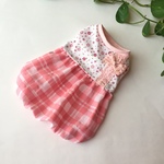 現品限り🌸お花柄×チェック柄バルーンワンピ(Sサイズ)
