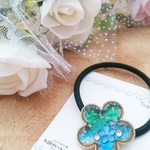 再販不可★ブルーグラデーションの花 ヘアゴム