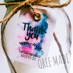 名入れ&ハトメ付☆watercolorサンキュータグ30枚セット☆