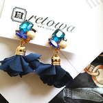 【イヤリングのみ☆】navy flil flower bijoux   - fresh green-