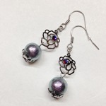 ☆再販☆薔薇とコットンパールのピアス*rg*