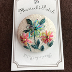 花刺繍 麻ブローチ