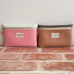 ☆新色☆合皮のぺたんこポーチ♪20cm♪ピンク