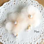シフォンフラワーのピアス/イヤリング　ピンク