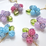 アジサイのボールピアス（水色）