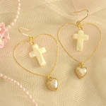 ♡シェルクロスのハートフープピアス♡