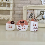 コロンハウス＊茶色系ナチュラルカラーなミニハウス ミニチュアハウス ドット柄お花 おうちオブジェ