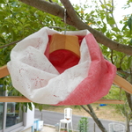 綿ダンガリーとお花の綿レース