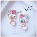ハートジルコニアのビジューピアス/イヤリング