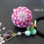 和　小さな手まりのヘアゴム／紅紫陽花