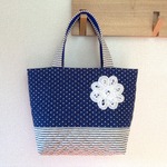 《在庫sale‼︎》キルティングdeトートバッグ ＃031【ドット×ヒッコリー*NV】
