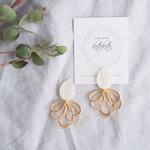 限定1点*drop cabochon × gold flower charm pierce・earring