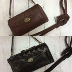 はな様オーダー＊レザーお財布ポシェット＊編み込みダークブラウン、編み込み黒L