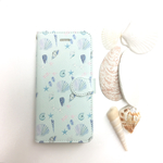 【pajour 】ビジュー無し パステルブルー シェル柄 手帳型 スマホケース【iPhone】【手帳】【シェル柄】 iphoneX/Xperia/plus/iphone8/xz/SC-04/AQUOS