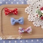 【再再再販♥３個セット】Baby&Kids♡りぼんクリップ♡滑り止め付⑩