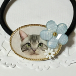 509)【kids感謝価格】フラワー猫ちゃんヘアゴム  レジン