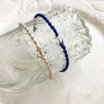 在庫ラスト1点(再販なし)ペア イカリ⚓︎パーツ コード アンクレット⚓︎ブルー&ライトベージュ ２本セット