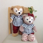 ダッフィー＆シェリーメイ　ペア（ストライプ＆エンジ）