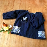 【子供服】リネン素材のスモック＆シュシュ