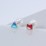プチ七宝ピアス/silver925○パールキャッチ付き○【バイカラー】青/水色/ピンク/白