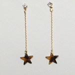 小さい星のべっ甲とジルコニアのチェーンピアス