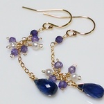 再販//K14GF*宝石質カイヤナイトのアシンメトリーピアス