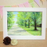 油絵原画『新緑』　額縁付き
