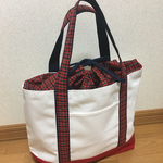 ファミリアチェックのキャンバストート巾着型