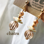 新作♡mintgreensquaretileとshell♡clearantique調ビーズのゆらりイヤリング