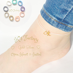 20色から選べる♪ イニシャルとオープンハート♡としっかりコードの2連アンクレット  / 1本ずつに分けて2本に変更できます ♡再販