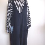 ミニ裏毛でＶラインワイドパンツサロペットWithちょこっとLIBERTY