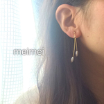 【再販】ライスパールのゆらゆらピアス*イヤリング*ノンホールピアス*