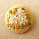黄色のブーケ刺繍 ブローチ