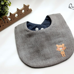 スタイ　くまの刺繍 杢ガーゼ