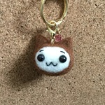 羊毛フェルト茶色ねこキーホルダー