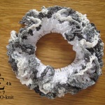 【SALE】レース糸のクロッシェシュシュ＊ホワイト×マーブル