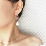 sale ベージュフラワー×コットンパールピアス