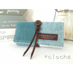 【受注製品】浅葱色ブロックチェックのキーケース