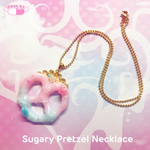 ゆめかわいい✩シュガリープレッツェルネックレス✩ピンクブルー