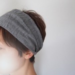 しわっと感が良い風合いです★ニュアンスコットンのゆるターバン***ブラック