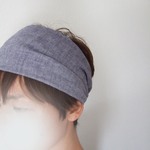 ダンガリー青　ゆるっとダブルガーゼのターバン★　コーデのアクセントにも**春のお出かけに