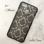 【iPhone6/6s/7/8】ビジュー付き＊ダマスクフラワーケース