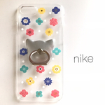 北欧 カラフル 花猫 選べる スマホリング スマホケース Android Galaxy/Xperia iPhoneケース iPhone8/8plus iPhonexs/x/SE iPhone7/6