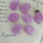 送料無料 ★ Fake Stone Beads ： Rose - leaf   ヴァイオレット ８pcs  10-Q