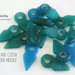 antique blue*green 時計針 チェコビーズ   5個