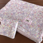□606 ふわふわタオルのガーゼケット＆お揃いハンカチ グレイッシュピンク