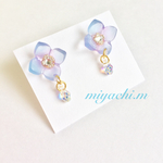 6色の紫陽花とスワロの雫ピアス(イヤリング)