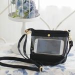 【ake様専用】透明ポケットに入れたままスマホが操作できるスマホポシェット/11号帆布クロ